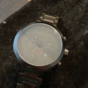 Armani Exchange Chronograph Watch, Gunmetal Gray with red hand. *Needs battery *